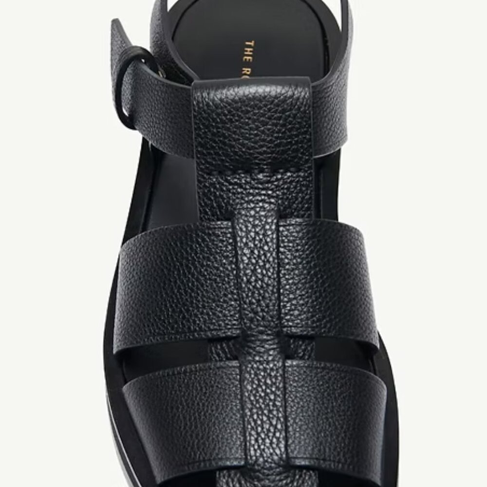 The Row Black Fisherman's Leather Sandals Size 36 - Picture 2 of 4